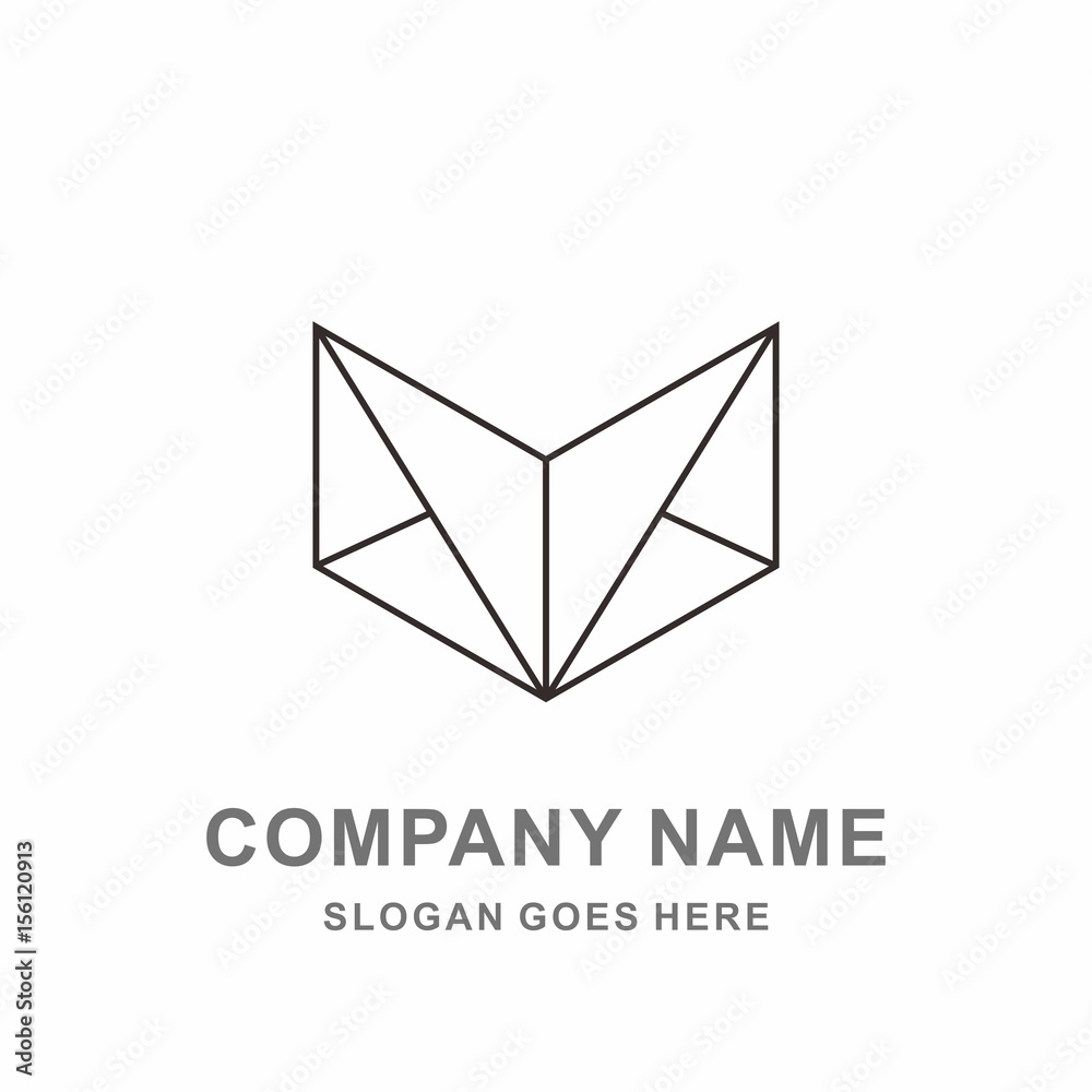 Naklejka premium 3D Geometric Triangle Hexagon Box Arrow Architecture Interior Construction Business Company Stock Vector Logo Design Template
