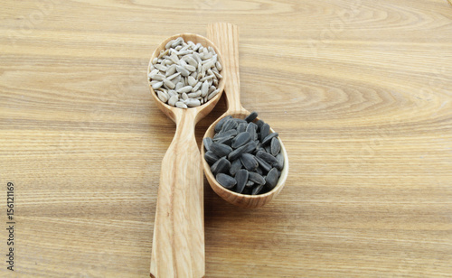 Sunflower seeds in spoons