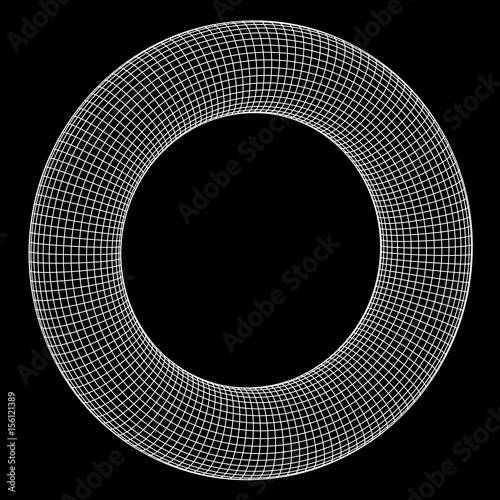 Abstract wireframe torus donut. Vector technology background. Connection design template.