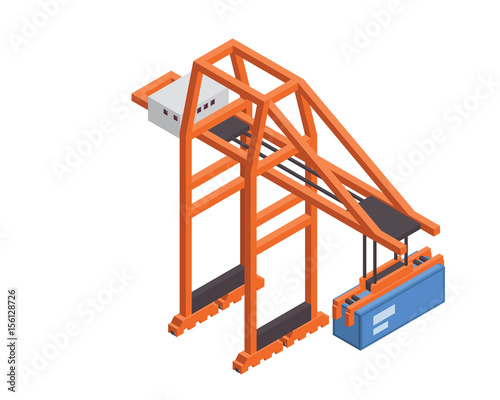 Modern Industrial Port And Cargo Harbor Illustration Asset - Industrial Port Crane Asset