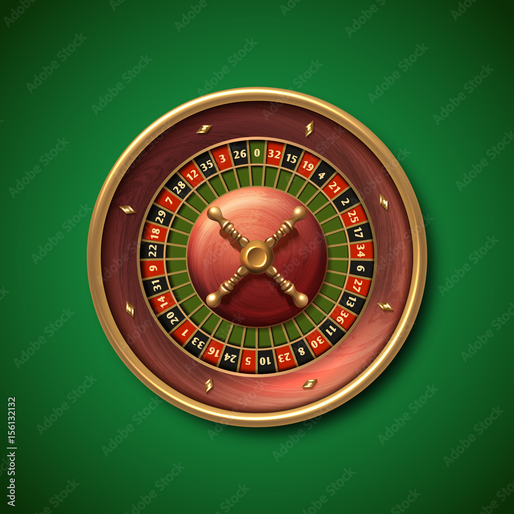 Las Vegas casino roulette wheel isolated vector illustration