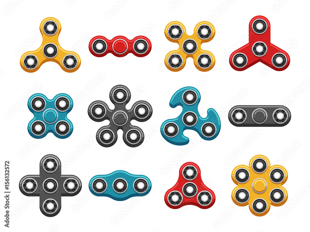 Hand spinner toys flat vector icons Hand spinner toys flat vector icons