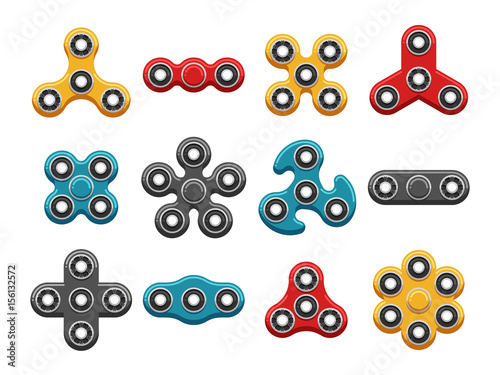 Hand spinner toys flat vector icons