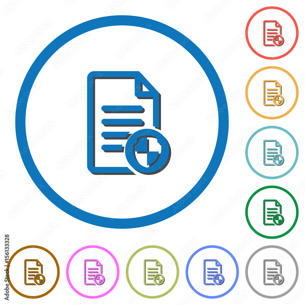Document protect icons with shadows and outlines Document protect icons with shadows and outlines