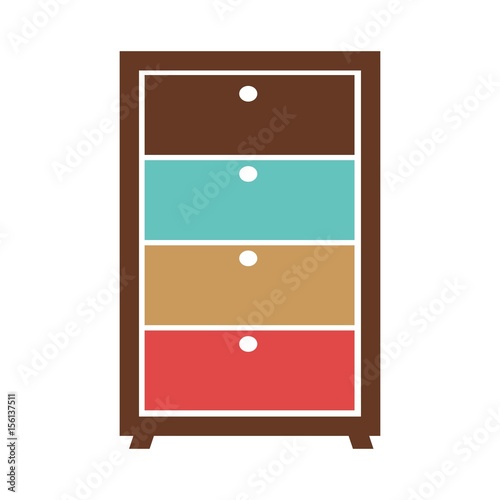 Small commode with colorful boxes
