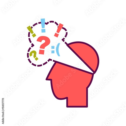 Head with negative thoughts