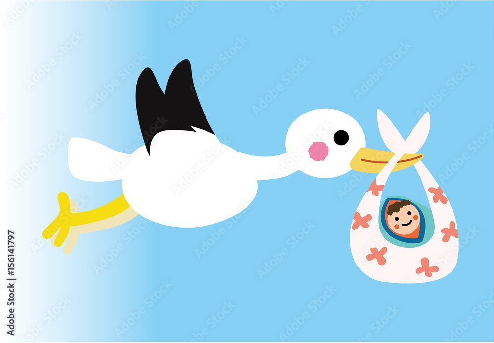 コウノトリと赤ちゃん コウノトリと赤ちゃん