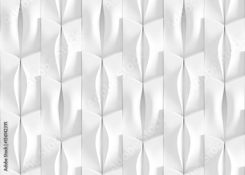 White curved lines background. Concrete decorative tile. 3D rendering design. Seamless texture .