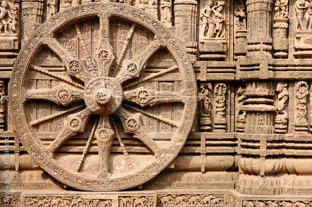 Fototapeta premium Nice carved walls in Sun God temple, Konark temple in Konorak in India