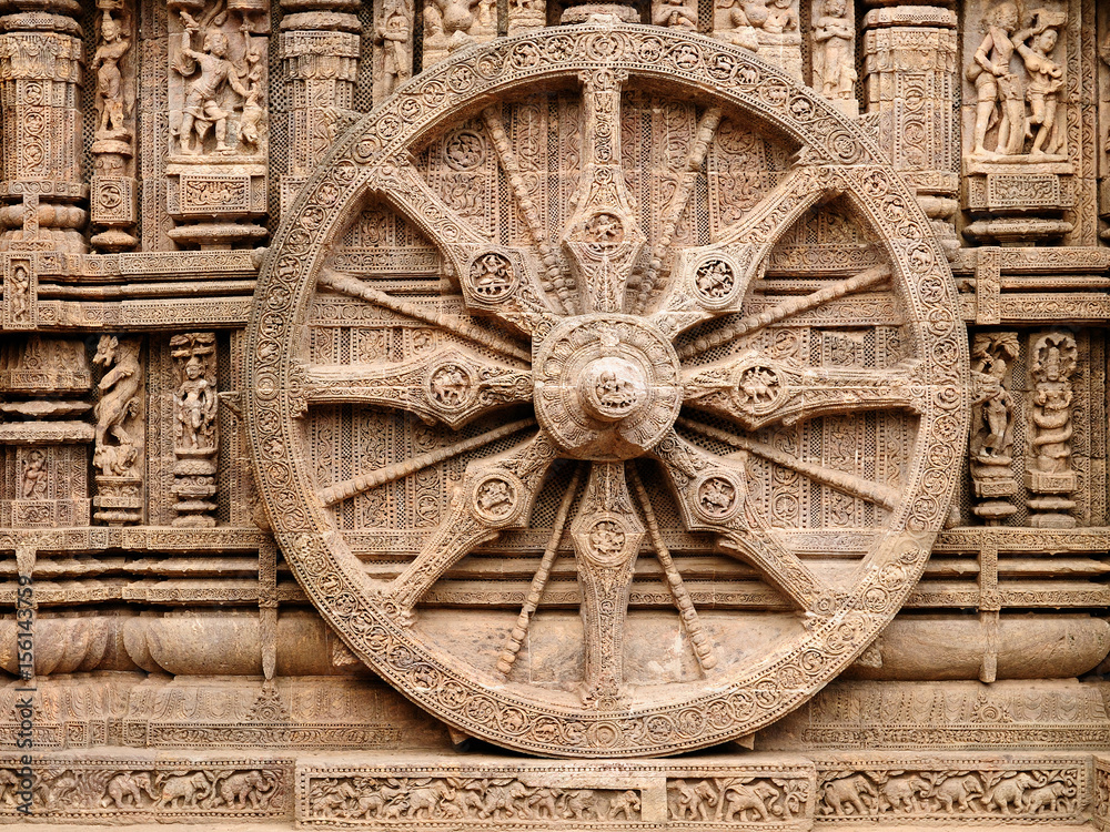 Obraz premium Nice carved walls in Sun God temple, Konark temple in Konorak in India.
