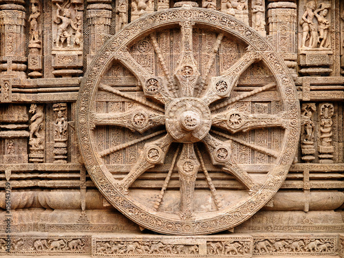 Nice carved walls in Sun God temple, Konark temple in Konorak in India.