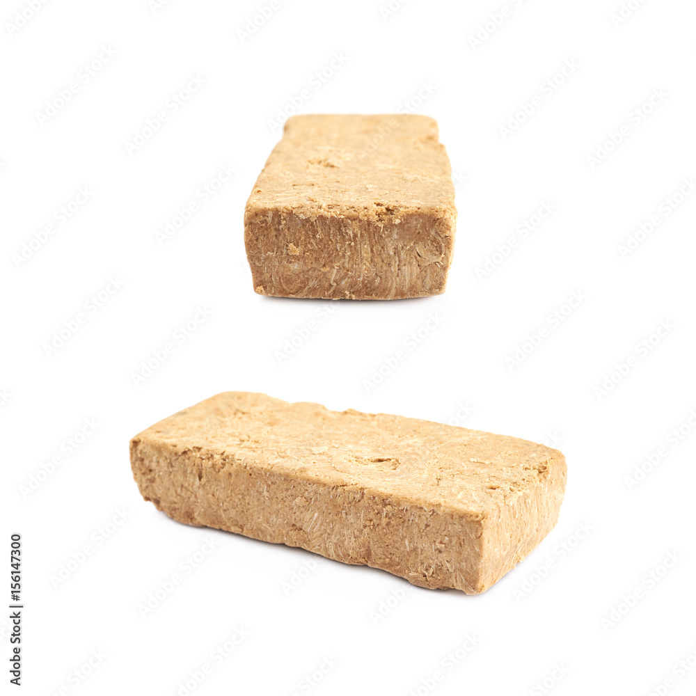 Briquette of nut halva confection isolated Briquette of nut halva confection isolated