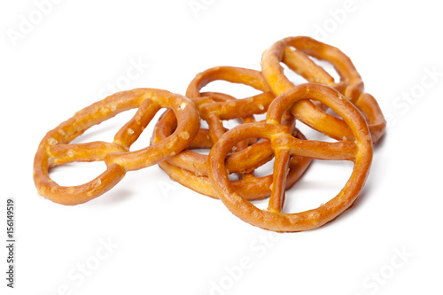 glazed and salted pretzels isolated on white background