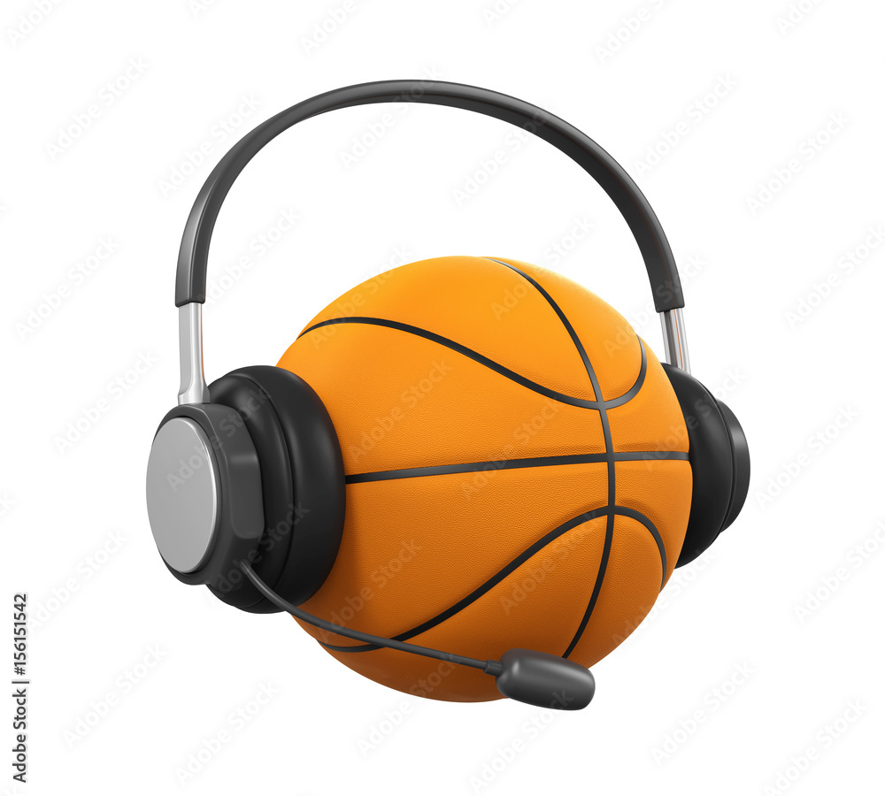 Fotografie Basketball Ball with Headset Isolated