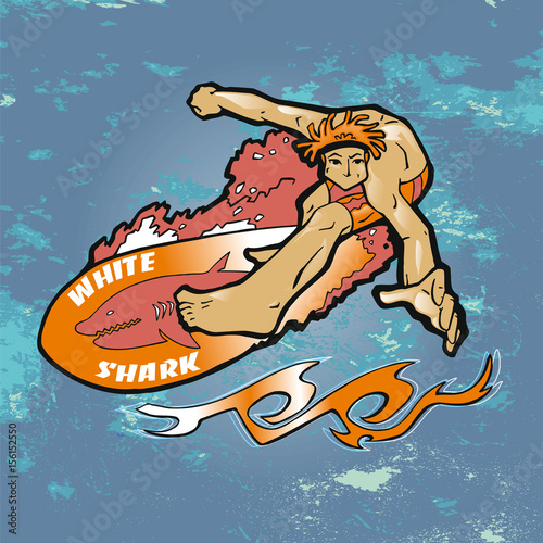 White shark surfer