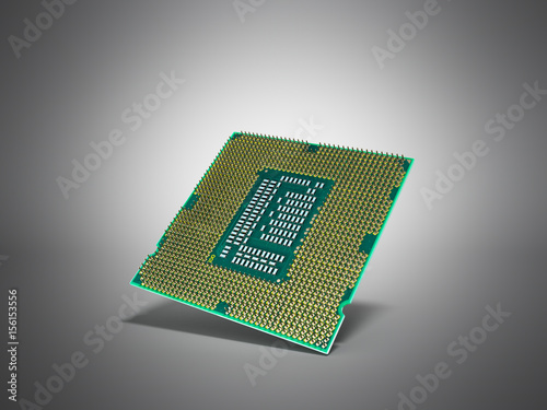 Central Computer Processors CPU High resolution 3d render on grey