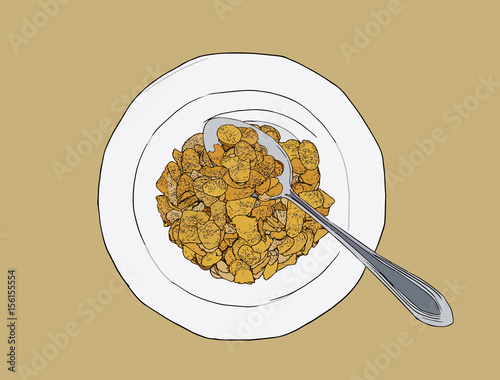 Corn flakes cereal ,sketch vector.