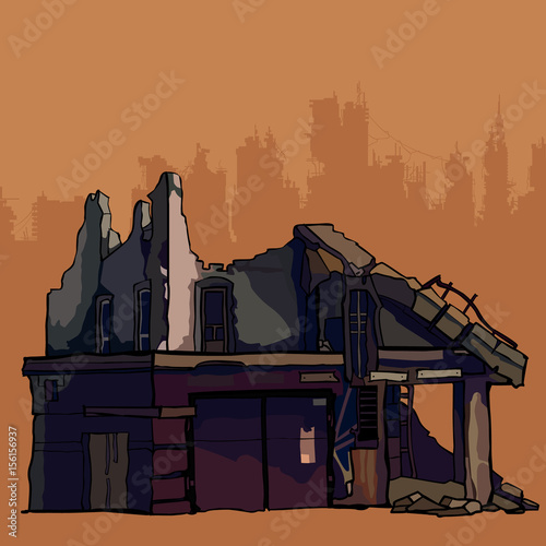 the ruins of the destroyed old building