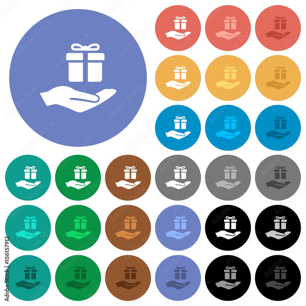 Gifting round flat multi colored icons Gifting round flat multi colored icons