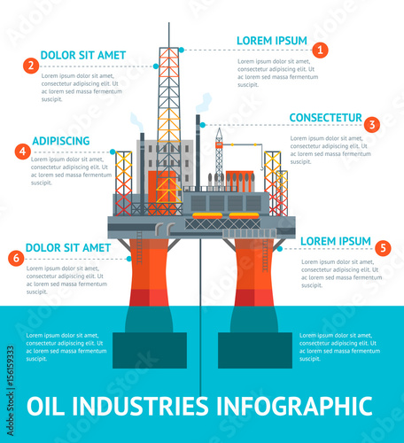 Cartoon Oil Industry Infographic Menu. Vector