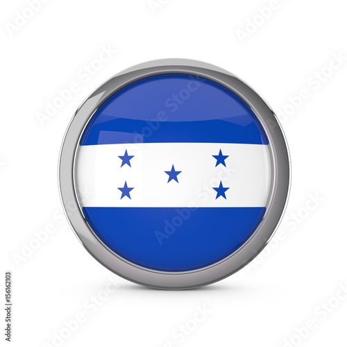 Free Download Honduras national flag in a glossy circle shape with chrome frame. 3D Rendering - GFXLoad
