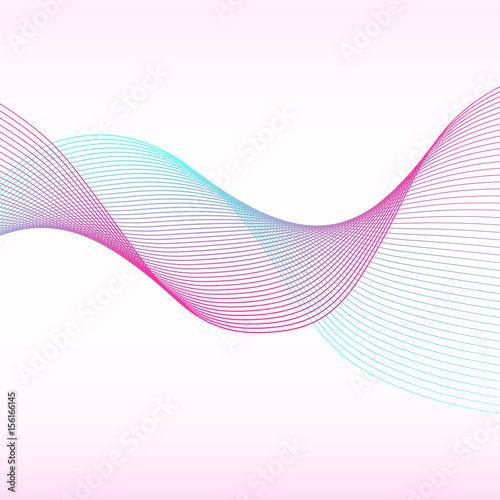 Abstract blue and pink gradient line wave