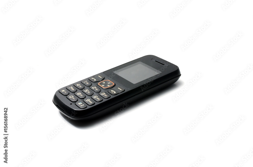 Black mobile phone on white isolated background Black mobile phone on white isolated background