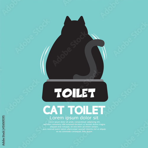 Backside Of A Cat Using Toilet Vector Illustration