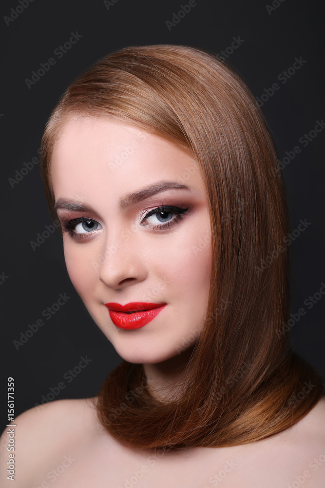 Fototapeta premium Beauty model on black background, fashion shooting