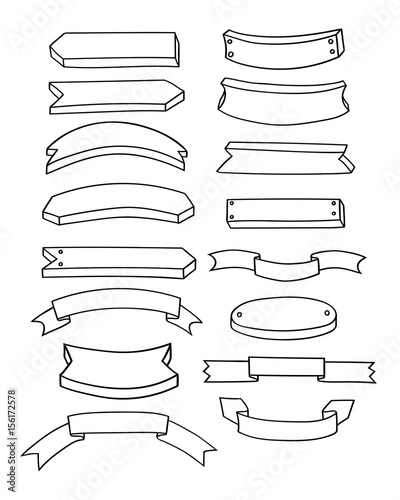 Set of blank ribbons or scrolls