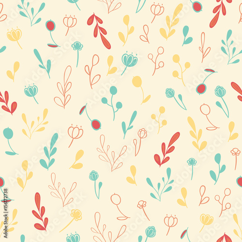 Seamless floral pattern with herbs and flowers © Drobot Dean