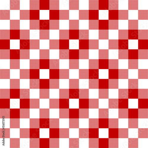Checkered fabric background. Red seamless pattern