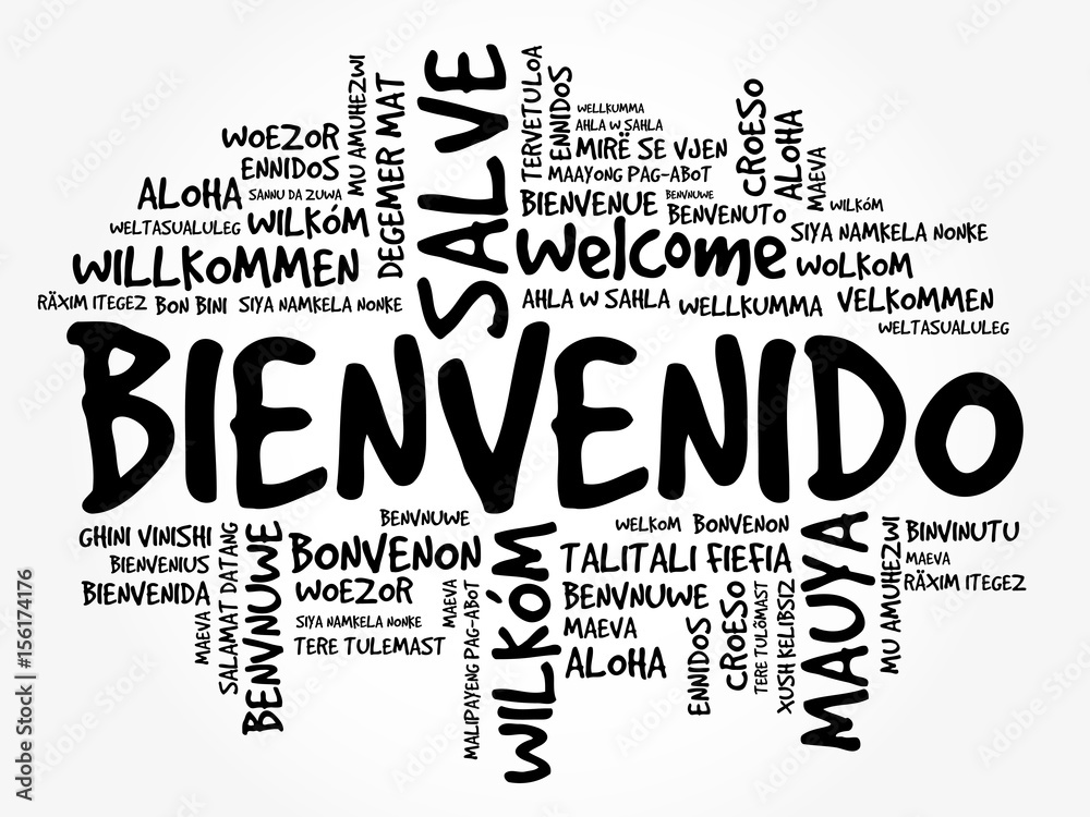 Bienvenido (Welcome In Spanish) Word Cloud In Different Languages ...