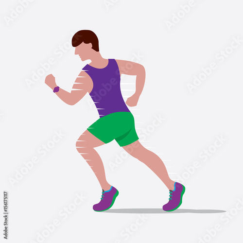 Speedy Male Runner Vector Illustration © sirikornt