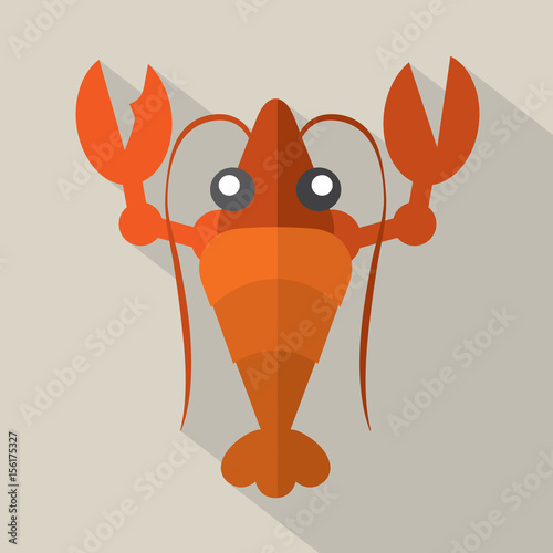 Flat Design Shrimp Icon Vector Illustration