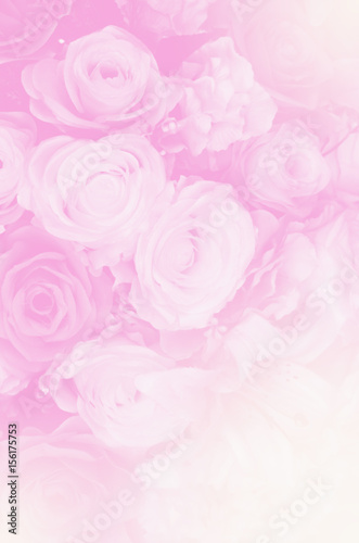 Blurred of sweet roses in pastel color style on soft blur bokeh texture for background © kowit1982