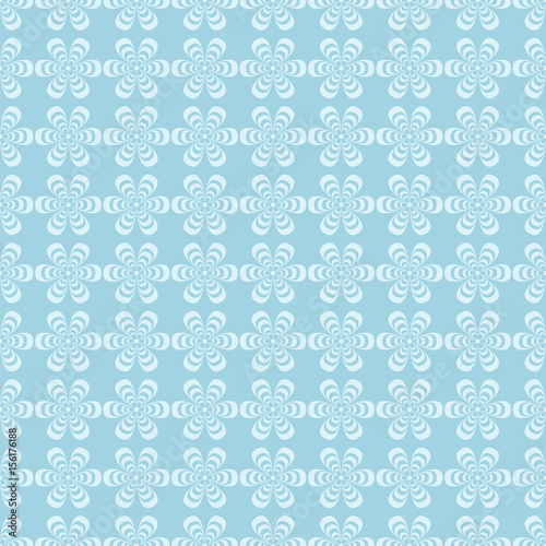 Seamless pattern with flower element. Blue abstract wallpaper