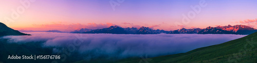 Sunset in the Caucasus mountains