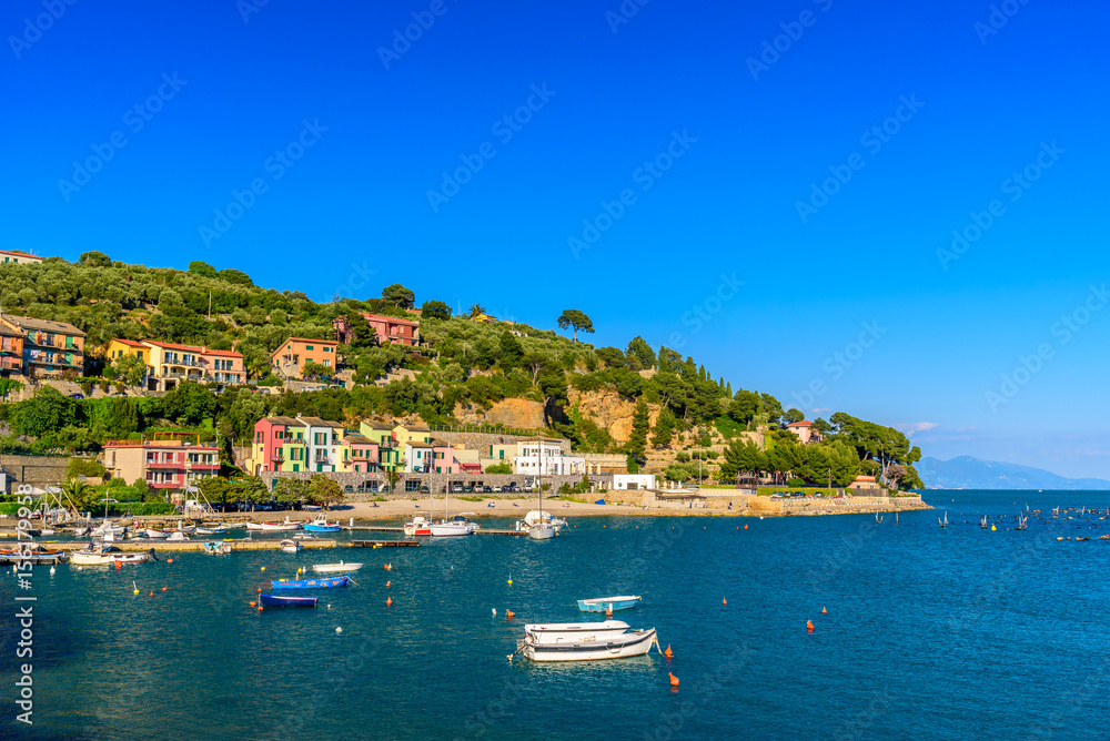 Scenic view of the Mediterrean Sea in Porto Venere, Liguria, Italy