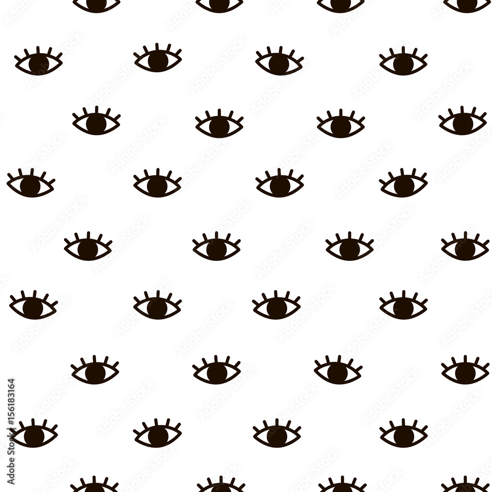 Eye cartoon. Fashion seamless pattern. Fabric textile background. Vector illustration isolated on white. Wrapping texture. Doodle decoration. Scandinavian design.