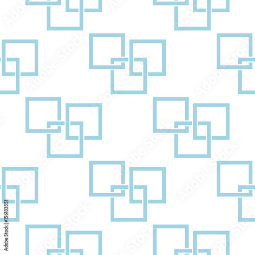 Geometric seamless pattern. Blue and white abstract background with square elements