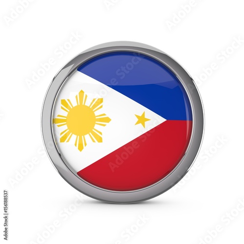 Free Download Philippines national flag in a glossy circle shape with chrome frame. 3D Rendering - GFXLoad