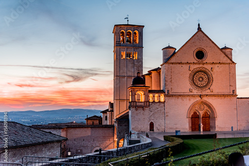 Historical and mystical city of Assisi in Umbria central Italy, famous for the cathedral of San Francesco; Pilgrimage of faithful from all over the world and sacred place for Pope Francis