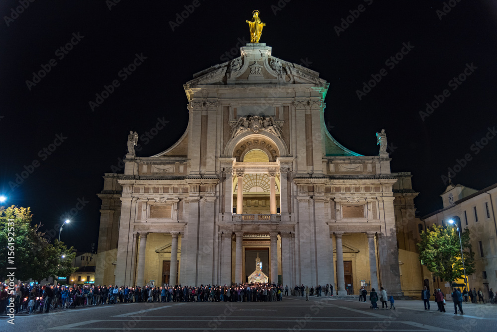 Obraz premium Historical and mystical city of Assisi in Umbria central Italy, famous for the cathedral of San Francesco; Pilgrimage of faithful from all over the world and sacred place for Pope Francis