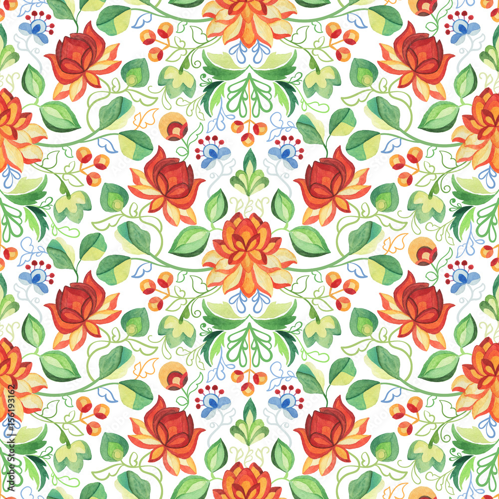 Watercolor seamless pattern in Chinese style Watercolor seamless pattern in Chinese style