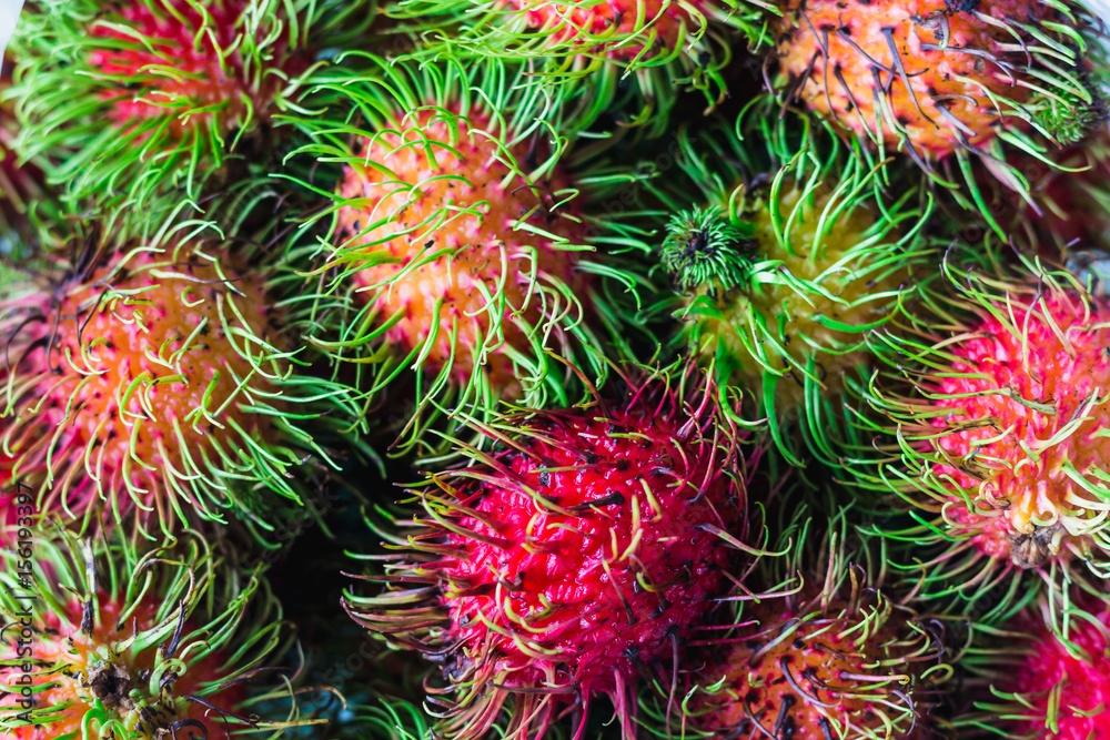 grop of rambutan close up and colorful grop of rambutan close up and colorful
