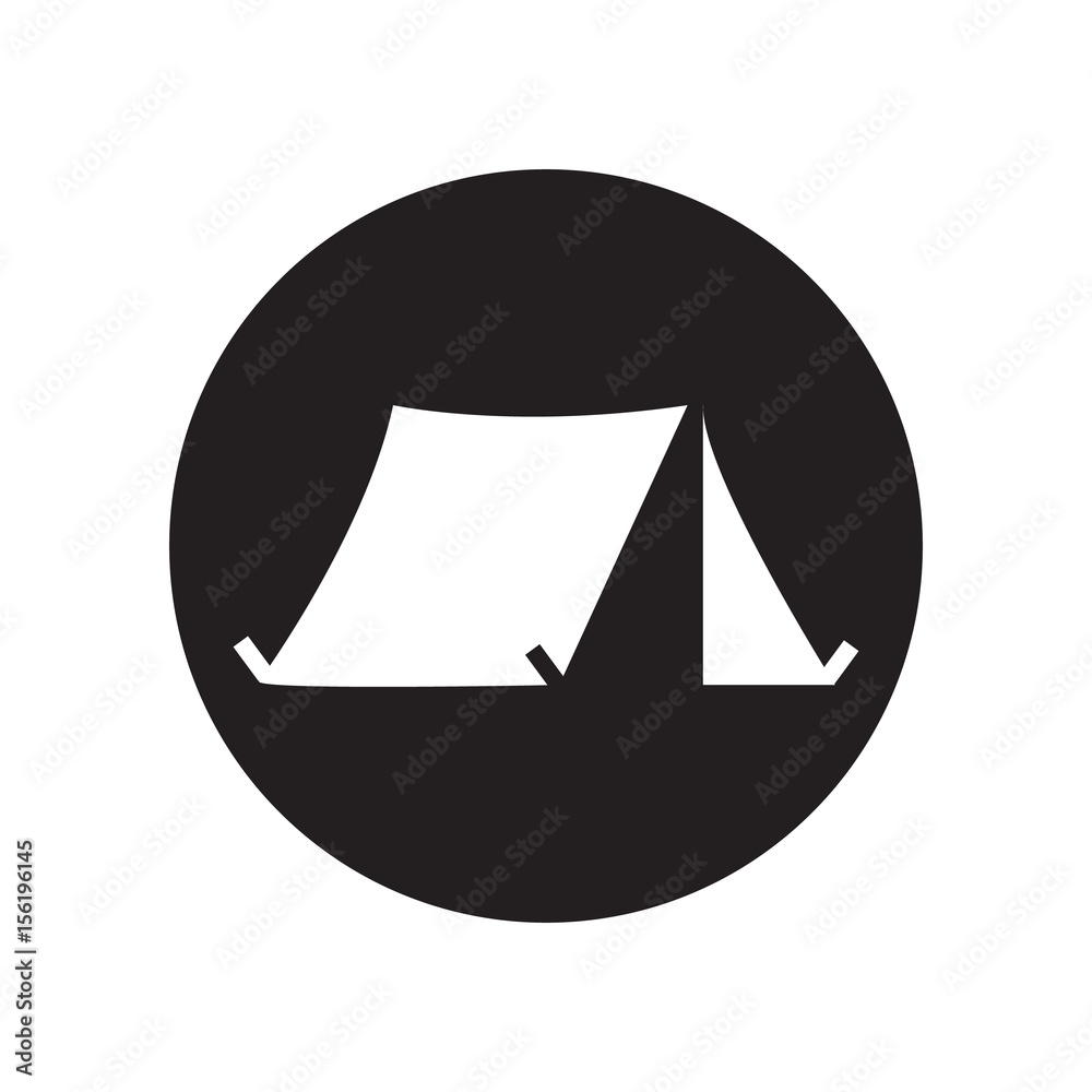 Tourist tent. Single icon. Vector illustration. black icon. Tourist tent. Single icon. Vector illustration. black icon.