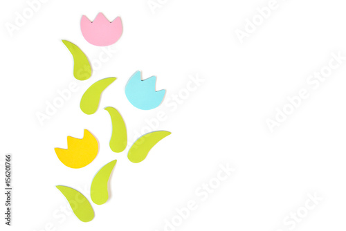 Tulips paper cut on white background - isolated