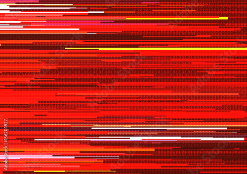 Abstract background with glitched vertical stripes, stream line binary code background with two binary digits 0 and 1.