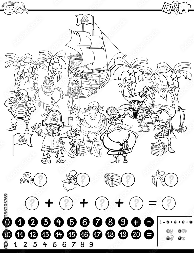 Fototapeta premium mathematical activity for coloring